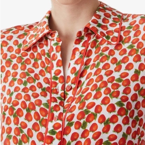 Alice + Olivia Willa Strawberry Silk Shirt